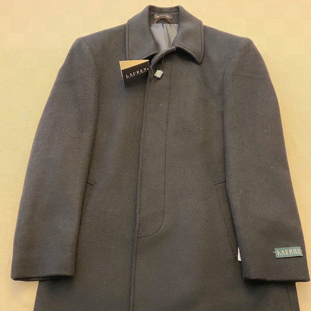 Ralph Lauren Peacoat Black Solid 5 Button Wool